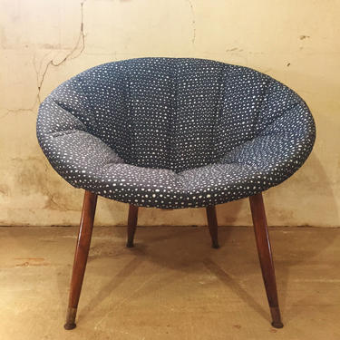 Mid Century Retro Hoop Chair Newly Upholstered in Hable Construction Fabric 