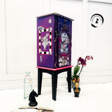 Eclectic Jewelry Armoire hand Painted Fairy tale  Inspired jewelry box. Bedroom Storage Cabinet. Colorful Entryway Cabinet. Whimsical Jewelr 