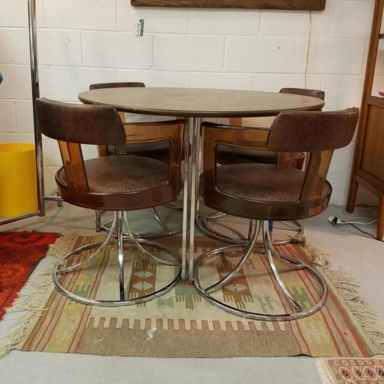 Chrome Space Saver 70s Kitchen Table and Chairs by Daystrom