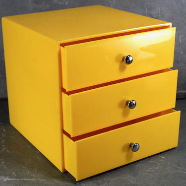 Vintage Storage, 3-Drawer Plastic Container - Perfect for Kids, Jewelry, Craft Room or Desk Accessory - Sunshine Yellow | FREE SHIPPING 