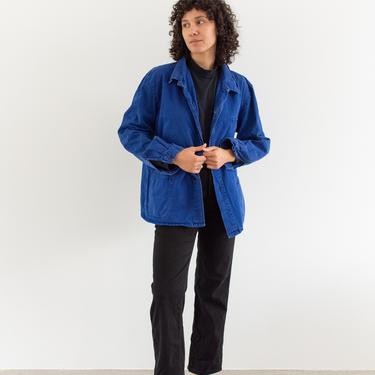 Vintage Blue Chore Jacket | Unisex Herringbone Twill Cotton Utility Work Coat | L | FJ055 