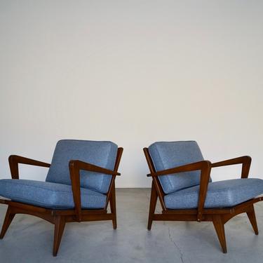 Gorgeous Pair of Mid-century Modern 1950's Lounge Chairs Refinished &amp; Reupholstered! 