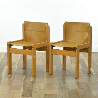 Pair Of Ibisco Mid Century Leather Accent Chairs Italy 