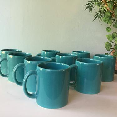 Vintage Waechtersbach Teal Blue Solid Coffee Mug, West Germany Ceramic Pottery, 12oz Mug Set of Nine 9 Coffee Mug 