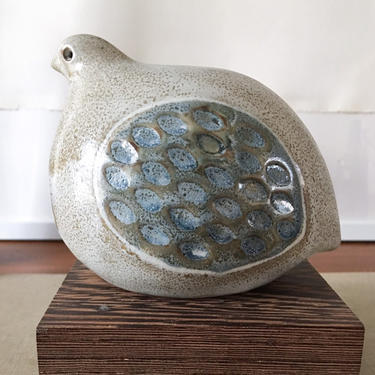 Rotund Bird Pottery by Otagiri Japan Vintage Glaze Handpainted Figurine Sculpture Quail Blue 