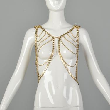 OSFM 1970s Trifari Gold Tone Chain Vest Sexy Fetish Jewelry 
