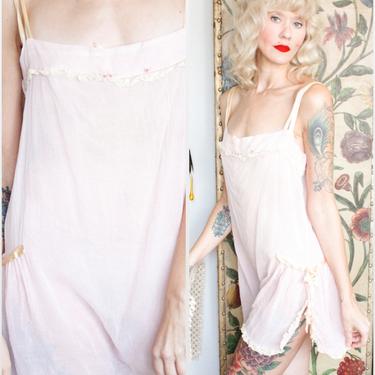 1920s Step In // Pink Sheer Cotton Step In // vintage 20s lingerie 