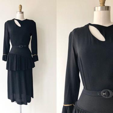 Compendium dress |  skirt | vintage 1940s dress | black rayon 40s dress 
