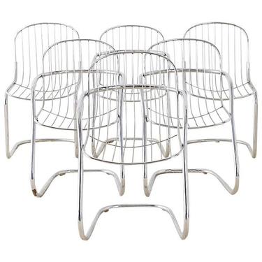 Set of Six Italian Gastone Rinaldi Chrome Cantilever Chairs by ErinLaneEstate
