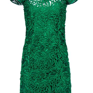 Milly - Bright Green "Chloe" Scrolled Eyelet Overlay Sheath Dress Sz 0