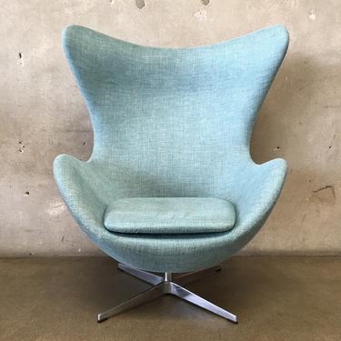 Mid Century Arne Jacobsen Style Blue Egg Chair