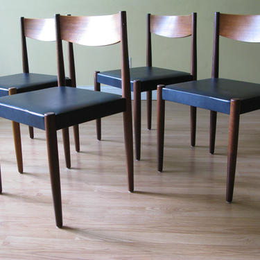 Set of FOUR Frem Rojle Teak Dining Chairs, to be reupholstered 
