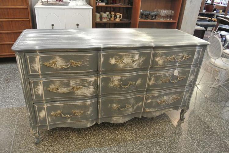                  Distressed french provincial dresser. $625