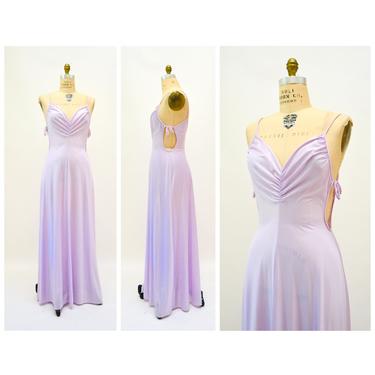 70s Vintage Purple Nightgown Dress Slip Dress Ralph Montenero Blanche Medium// Vintage 70s Purple Side Cut out long Slip Dress Lingerie 