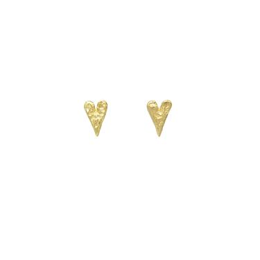 Limited Edition - Solid 18K Mini Rocky Textured Heart Studs