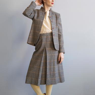 80's Diane Von Furstenberg Plaid Skirt Suit Set / sz 5/6 