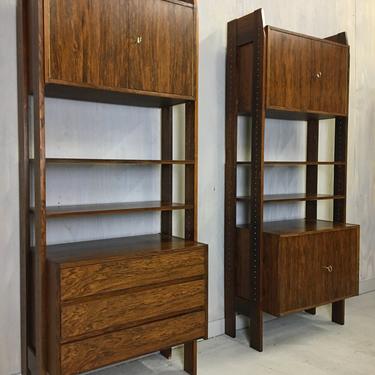 Danish Modern Rosewood Wall Unit with Cabinets and Shelving 