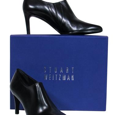 Stuart Weitzman - Black Leather Heel Pointed Toe "Napa" Booties Sz 9.5