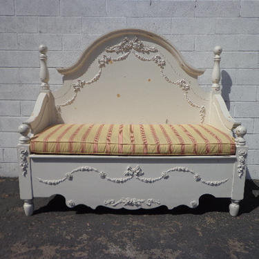Stunning French Provincial Bench Settee Loveseat Shabby Chic Chair Bed Vintage Entry Way Seat Sofa Victorian Storage Seating Rococo Baroque 