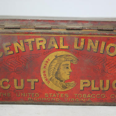 Central Union Cut Plug Tobacco Tin Can 