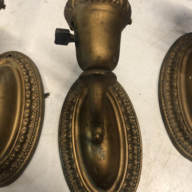Vintage Pressed Brass Sconce with Switch