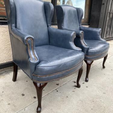 Woo Woo | Pair of Full Grain Leather Wing Chairs 