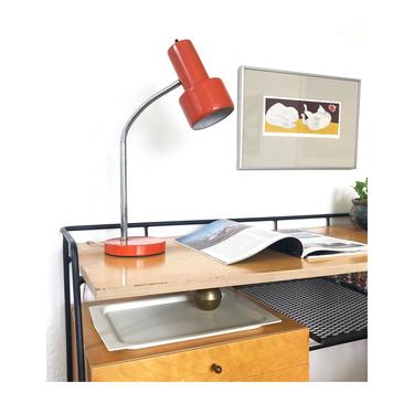 Mid Century Orange Metal Desk Lamp 