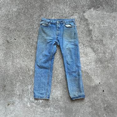 Vintage 1980s Levi 501xx Red Tag Denim Jeans 35 x 31 Thrashed Project 