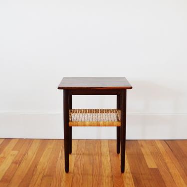Vintage Rosewood and Cane Side Table | Minimalist Accent Table | Mid Century Modern 