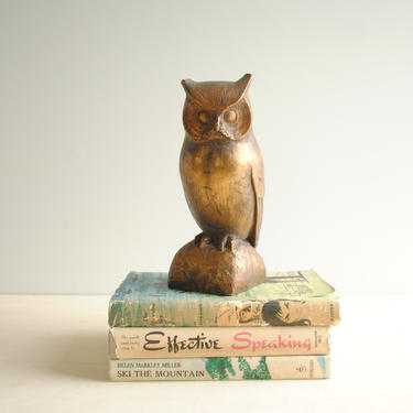 Vintage Gilded Owl Statue 