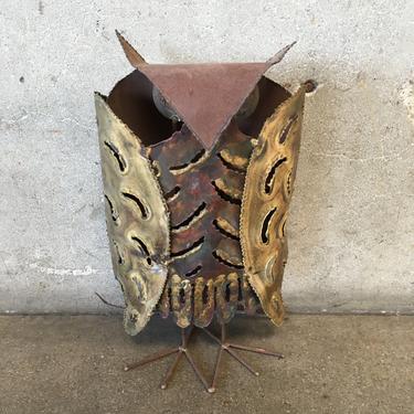 Vintage Brass Brutalist Owl Sculpture