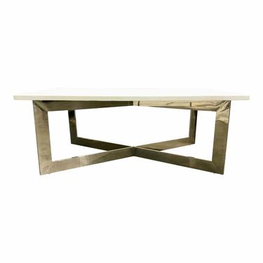 Modern Steel Cocktail Table With Rustic Wood Top