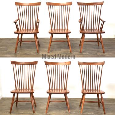 Cherry Windsor Back Modern Dining Chairs - Set of 6 