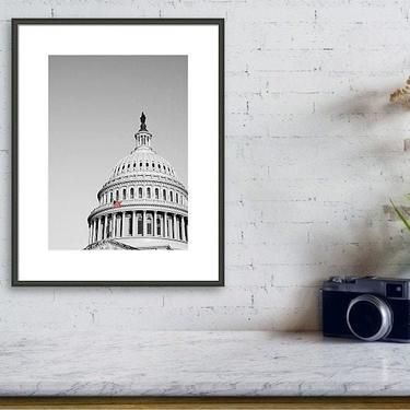 Black and White Washington DC Photo, Travel Photography, US Capitol Wall Art, Black and White Capitol Dome Print, Travel Prints, Cityscape 