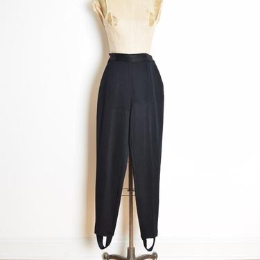 vintage 90s pants black knit wool Henri Bendel stirrup high waisted leggings S clothing 