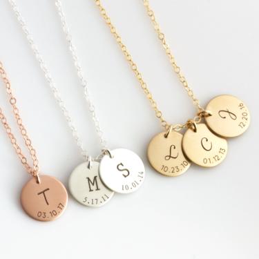 New Mom Gift, Pregnancy Gift Necklace, Baby Shower Gift, Date, Initial Necklace, Expectant Mother, Mother's Necklace, Valentine Gift For Mom 