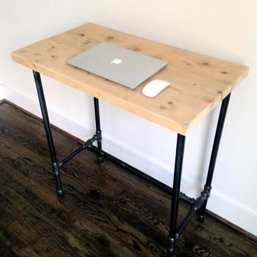 The &amp;quot;Edison&amp;quot; Reclaimed Wood Standing Desk - Reclaimed Wood &amp; Steel Pipe - Standing Desk - Custom Height 