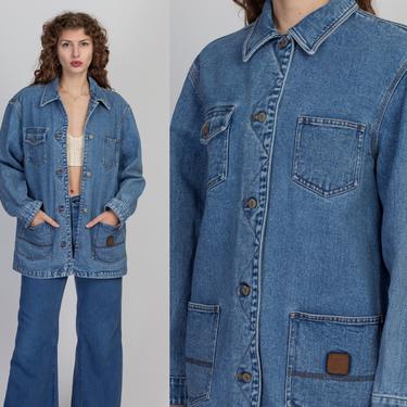 90s Ralph Lauren Denim Chore Jacket - Women's Large | Vintage Jean Three Pocket Barn Coat 