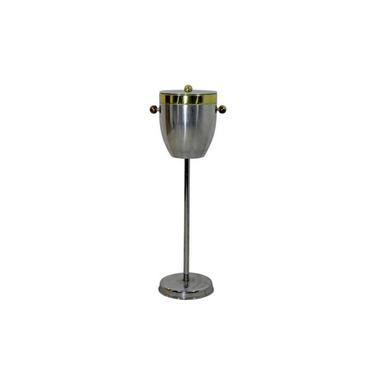 Art Deco Standing Champagne Ice Cooler Aluminum &amp; Brass 