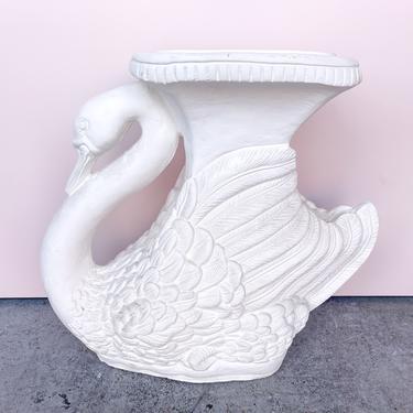 Plaster Swan Life Garden Stool