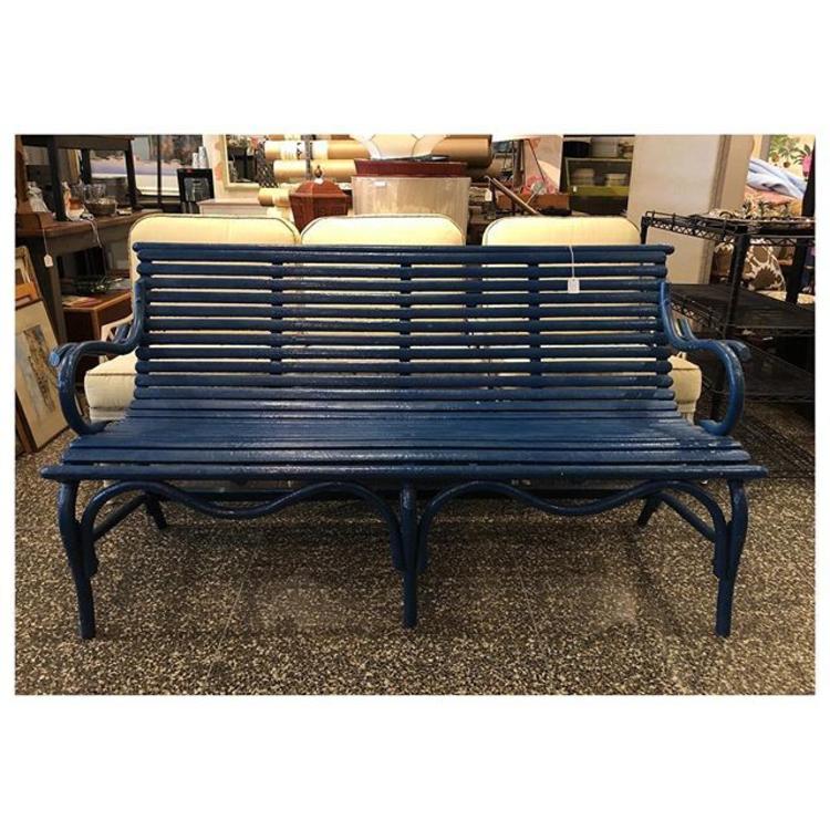 Blue painted bench 63” L x 26” D x 33” H