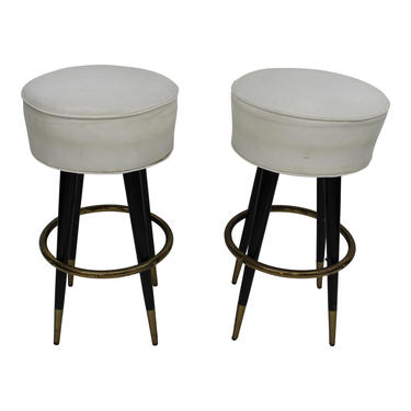 Mid Century Modern vintage bar stools set of 2 1950s | Gre-Stuff.com 