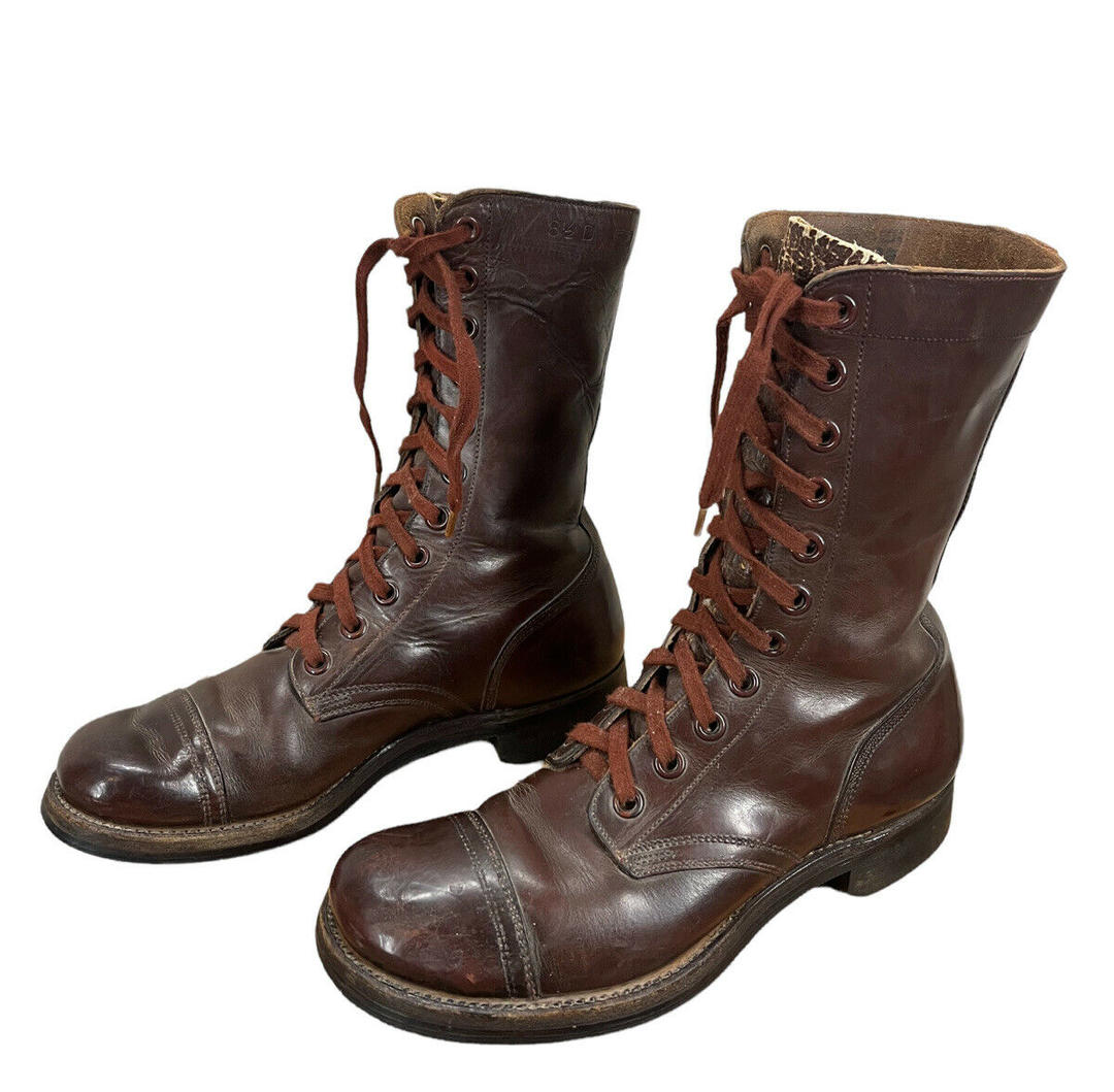 Us Ww2 Boot Raps Vintage 40s WW2 US Army Brown Leather Paratrooper Jump Boots 8.5 ...