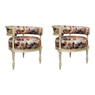 Caracole Couture Modern Floral Print Lounge Chairs - a Pair