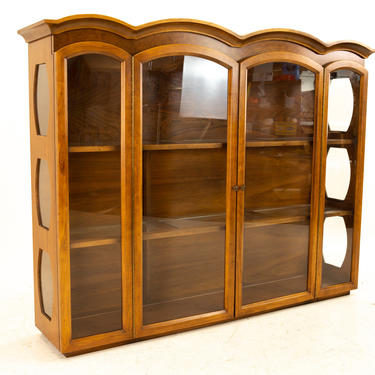 Young Manufacturing Mid Century Walnut China Cabinet Hutch - mcm 