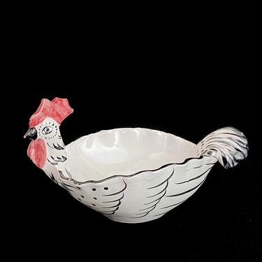 Vintage Mid Century Modern Aldo Londi Bitossi  Italian Pottery Chicken Hen Bowl 1960s Italy 