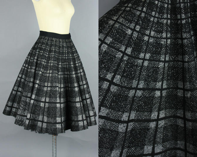 1950's Black and White Plaid Circle Skirt