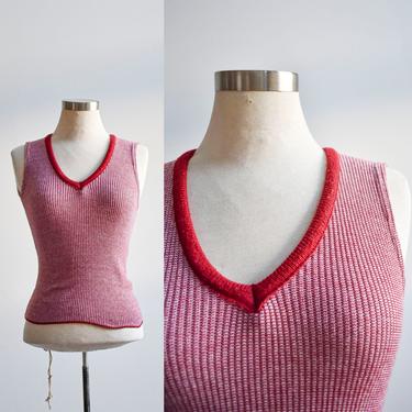 1970s Red Knit Sweater Vest 