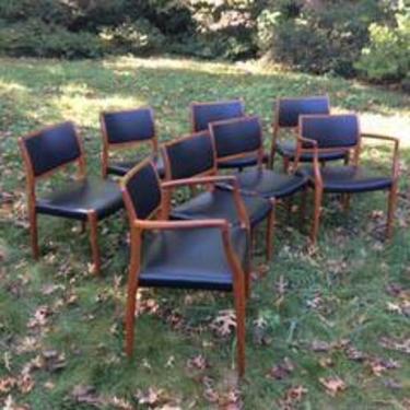 Niels O. Moller Set of Eight (8) Teak Dining Chairs Model 80 &amp; 65