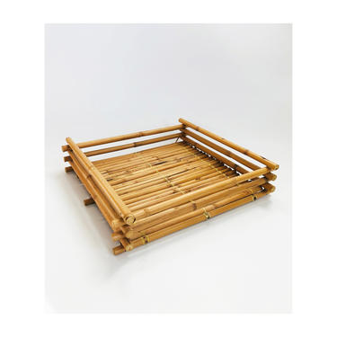 Vintage Large Square Bamboo Tray 